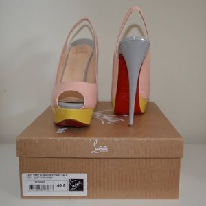 Christian Louboutin 40.5 Lady Peep Slingback 150mm